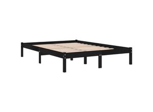 8720286762226 - Bonnevie - MassivholzbettSchlafzimmerbettDoppelbett Schwarz 135x190 cm vidaXL