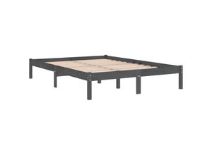 8720286762202 - MassivholzbettSchlafzimmerbettDoppelbett Grau 135x190 cm vidaXL