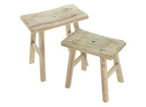 4007299365984 - Holz-Hocker Rustikal 2er Set Natur Schmuck Wohnen Tisch Deko Raum FF-336598