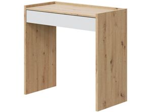 8423490267531 - Altri - Schreibtisch Fresno Linearer Schreibtisch mit Schublade Arbeits- oder Bürotisch für pc cm 82x40h77 Geknotete Eiche und Weiß