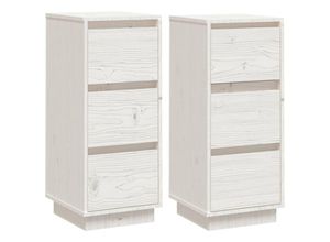 8720286841945 - Bonnevie - 2 Stk SideboardsKommode Weiß 32x34x75 cm Massivholz Kiefer vidaXL