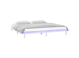 8720287135357 - MassivholzbettSchlafzimmerbettDoppelbett mit LEDs Weiß 135x190 cm vidaXL