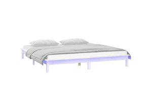 8720287135050 - Bonnevie - MassivholzbettSchlafzimmerbettDoppelbett mit LED-Beleuchtung Weiß 160x200 cm vidaXL