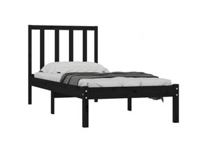 8720287038078 - Bonnevie - MassivholzbettSchlafzimmerbett Schwarz Kiefer 100x200 cm vidaXL