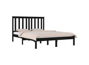 8720287026174 - Bonnevie - MassivholzbettSchlafzimmerbettDoppelbett Schwarz Kiefer 200x200 cm vidaXL