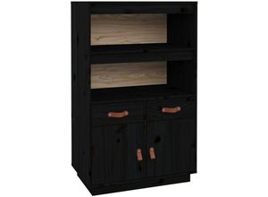 8720287205548 - Vidaxl - Highboard Schwarz 67x40x1085 cm Massivholz Kiefer Schwarz