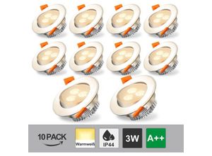 0726503043657 - 10X led Einbaustrahler Spot Warmweiß 3W Set Einbauleuchte Deckenleuchte Strahler IP44 3W - Hengda