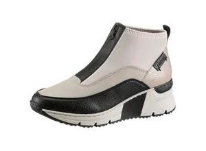 4057651145693 - Schlupfboots RIEKER Damen Gr 42 beige (creme schwarz) Lederimitat Lacklederimitat Textil sportlich Schuhe mit Zier-Reißverschluss Topseller