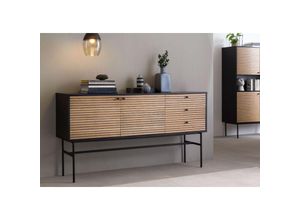 4251744808834 - Dynamic24 - Sideboard Schwarz Eiche Echtholzfurnier 395875