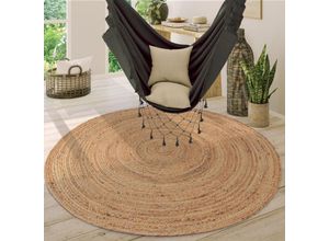 4061981168161 - Teppich Viborg 595 Teppiche Gr Ø 200 cm 13 mm 1 St beige (natur) Esszimmerteppiche Jute Modern Boho Handgefertigter Natur-Teppich