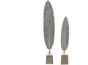 4007299520482 - Dekoleidenschaft - Deko-Feder Silver 2er Set trendiges Wohnaccessoire in Silber Antikfinish FF-221289