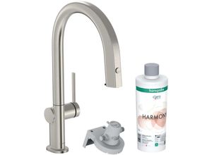 4059625391129 - Aqittura M91 - Spültischarmatur mit ausziehbarem Auslauf und mit Filterfunktion Edelstahl 76801800 - Hansgrohe