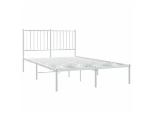 8720845721718 - Bonnevie - BettgestellSchlafzimmerbett mit Kopfteil Metall Weiß 120x200 cm vidaXL