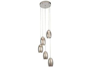 5053423174433 - - Hängeleuchte Pendelleuchte Esszimmerlampe led Rauchglas Stahl chrom Wohnzimmer