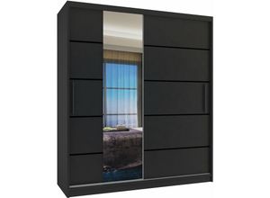 5904316242718 - Schiebeschrank Belini 133 cm Mit Schubladen mit Spiegel schwarz Ebenholz dunkel Hersteller