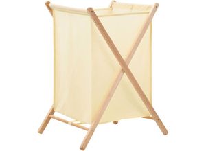 8718475612995 - Bonnevie - Wäschekorb Zedernholz und Stoff Beige 42x41x64 cm vidaXL100731