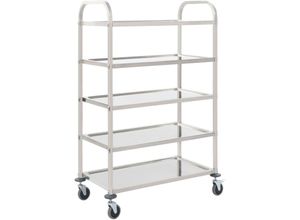 8719883571652 - 5-Stufiger Servierwagen 107 x 55 x 147 cm Edelstahl vidaXL - Silber