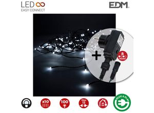 8425998714807 - Vorhang mit Programmierer easy-connect 2x1m 10 Streifen 100 leds white cold EDM