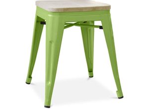 5056667042841 - Privatefloor - Hocker im Industriedesign - Holz & Metall - 45cm - Stylix Light green - Holz Stahl - Light green