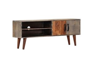 8719883678627 - TV-Schrank，TV-Möbel Grau 130x30x46 cm Raues Mango-Massivholz vidaXL