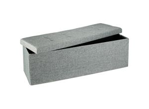 4052025046651 - Faltbare Sitzbank xxl Sitzcube mit Stauraum Sitzwürfel aus Leinen mit Deckel hbt 38 x 114 x 38 cm grau - Relaxdays