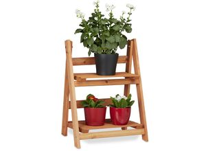 4052025970734 - Blumentreppe aus Holz Blumenständer für innen 2-stufig Leiterregal Klappbar hbt ca 51 x 41 x 25 cm braun - Relaxdays