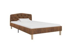 8719883698670 - Bonnevie - BettgestellSchlafzimmerbett Braun Wildleder-Optik 90x200 cm vidaXL