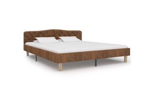 8719883698724 - Bonnevie - BettgestellSchlafzimmerbett Braun Wildleder-Optik 180x200 cm vidaXL