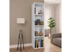 8719883673059 - Bonnevie - Bücherregal TV-SchrankTV-Möbel Weiß 36×30×143 cm Holzwerkstoff vidaXL