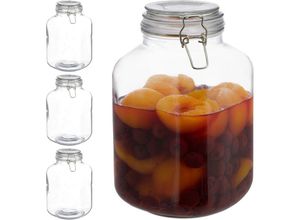 4052025296520 - Relaxdays - 4 x 3 Liter Einmachglas zum Konservieren Gastro Bügelverschluss Gummiring luftdicht xxl Einweckglas klar