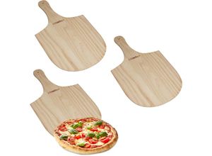 4052025327606 - Relaxdays - 3 x Pizzaschieber aus Holz mit handlichem Griff für Brot & Flammkuchen Pizzaschaufel BxT 305 x 54 cm natur