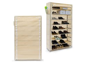 4052025339272 - Relaxdays - 2 x Schuhschrank valentin hohes Schuhregal mit Stoffbezug 9 Ablagen Stoffschrank hbt 161 x 88 x 30 cm beige