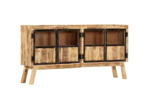 8719883559568 - Bonnevie - SideboardKommode Braun und Schwarz 160×30×80 cm Raues Mango-Massivholz vidaXL