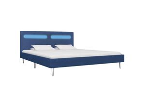 8719883583204 - BettgestellSchlafzimmerbett mit led Blau Stoff 160 x 200 cm vidaXL