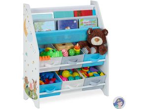 4052025911607 - Kinderregal Tiere Motiv 6 Boxen 2 Fächer Kinderzimmer Spielzeug Aufbewahrung hbt 74 x 62 x 315 cm bunt - Relaxdays