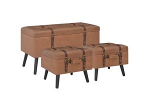 8718475731498 - Bonnevie - Hocker mit Stauraum 3 Stk Braun Kunstleder vidaXL915676