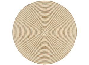 8718475733553 - Bonnevie - TeppichFußmatte Handgefertigt Jute mit Spiralen-Design Weiß 90 cm vidaXL