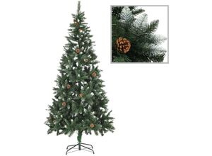 8719883680651 - Bonnevie - Künstlicher WeihnachtsbaumKunstbaum Kiefernzapfen Weißem Glitzer 210 cm vidaXL