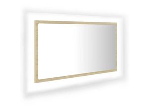 8720286221129 - Bonnevie - LED-BadspiegelWandspiegel Sonoma-Eiche 80x85x37 cm Acryl vidaXL