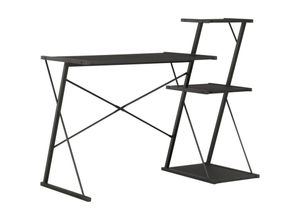 8719883734385 - Bonnevie - ComputertischSchreibtisch mit Regal Schwarz 116×50×93 cm vidaXL