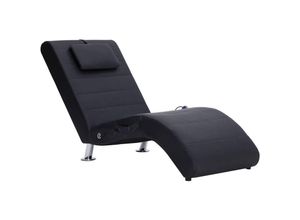 8719883568881 - Bonnevie - Massage-Chaiselongue mit Kissen Schwarz Kunstleder vidaXL19820