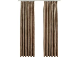 8719883720838 - Bonnevie - 2er-Set VerdunkelungsvorhängeVerdunkelung Gardinen mit Haken Samt Beige 140x175cm vidaXL