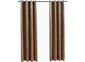 8719883720814 - Bonnevie - 2er-Set VerdunkelungsvorhängeVerdunkelung Gardinen mit Ösen Samt Beige 140x245 cm vidaXL