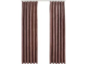 8719883721002 - Bonnevie - 2er-Set VerdunkelungsvorhängeVerdunkelung Gardinen Haken Samt Antik-Rosa 140x225cm vidaXL