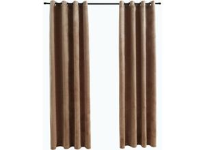 8719883720807 - Bonnevie - 2er-Set VerdunkelungsvorhängeVerdunkelung Gardinen mit Ösen Samt Beige 140x225 cm vidaXL