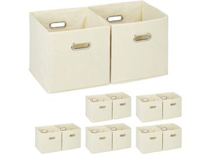 4052025312886 - Relaxdays - 12 x Aufbewahrungsbox Regalkorb ohne Deckel Faltkiste mit Griff Regalbox faltbar Stoffbox quadratisch 30 cm beige