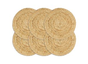 8718475734741 - Bonnevie - Tischsets 6 Stk Uni Natur 38 cm Rund Jute vidaXL765265