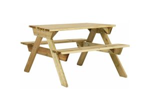 8720286817315 - Bonnevie - Picknicktisch mit Bänken 110x123x73 cm Kiefernholz Imprägniert vidaXL439669