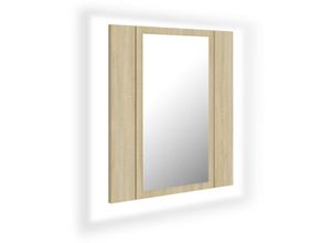 8720286221365 - Bonnevie - LED-Bad-SpiegelschrankBad Hängeschrank Sonoma-Eiche 40x12x45 cm Acryl vidaXL