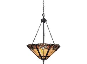 5024005301219 - Quoizel qz-cambridge-p Hängeleuchte cambridge 3xE27 60W Stahl Vintage Bronze Kunstharz Kunstglas im Tiffany-Stil H883-2167cm Ø408cm dimmbar